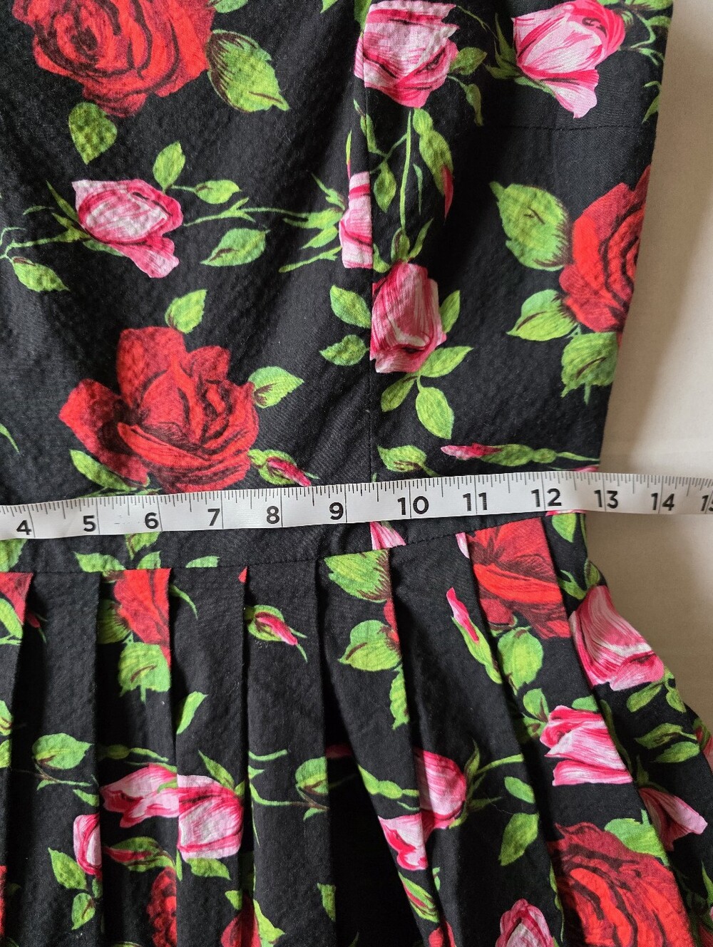 Betsey Johnson Romantic Rose Print Fit & Flare Dress Sz 4 USA Pin Up Rockabilly - Picture 12 of 13